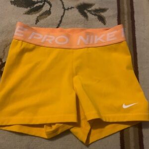 Nike Pro Yellow and Peach Shorts